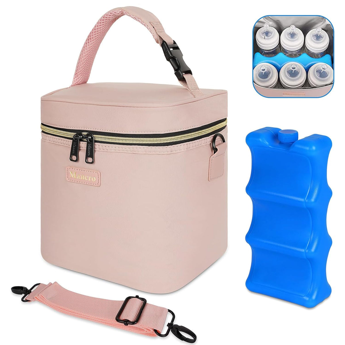 Breastmilk Cooler Bag, Baby Bottle Bag Fits 6 Bottles up to 9 Ounce