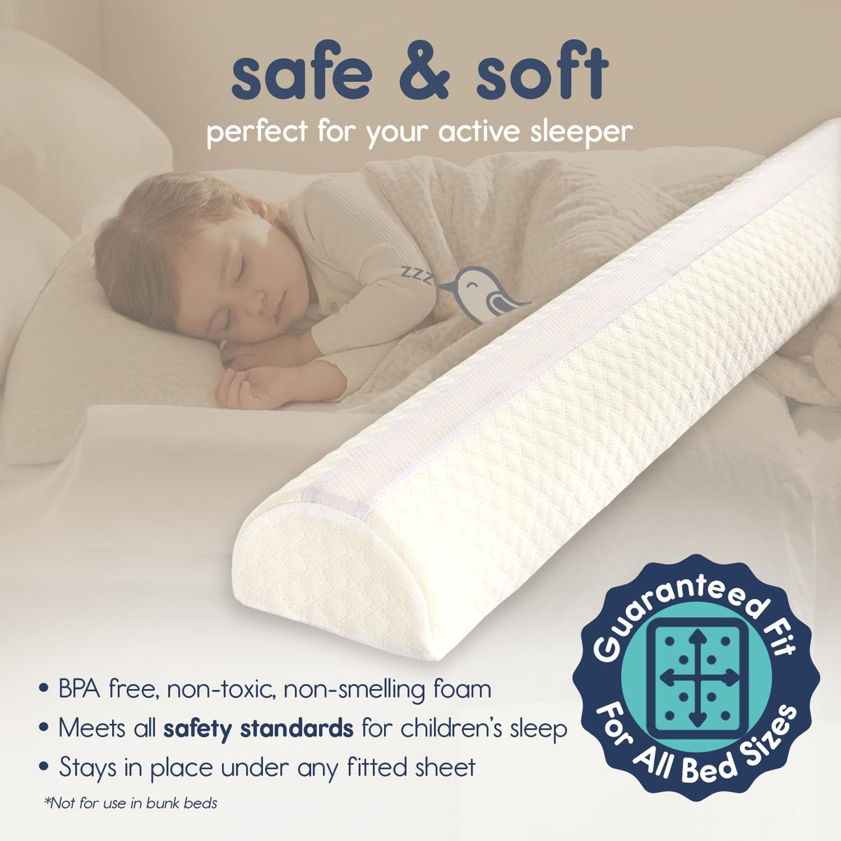 2-Pack, Foam Bed Bumper for Toddlers, Foam Bed Rail for Toddlers
