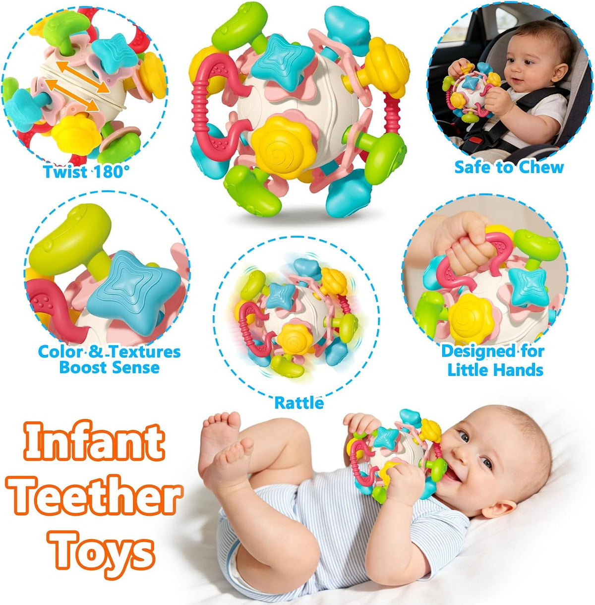 Montessori Baby Toy,Stacking Cups Blocks Sensory Bin Teething Toys