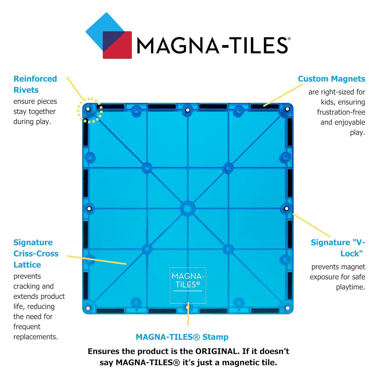 MAGNA-TILES Classic 32-Piece Magnetic Construction Set, the Original Magnetic Building Brand