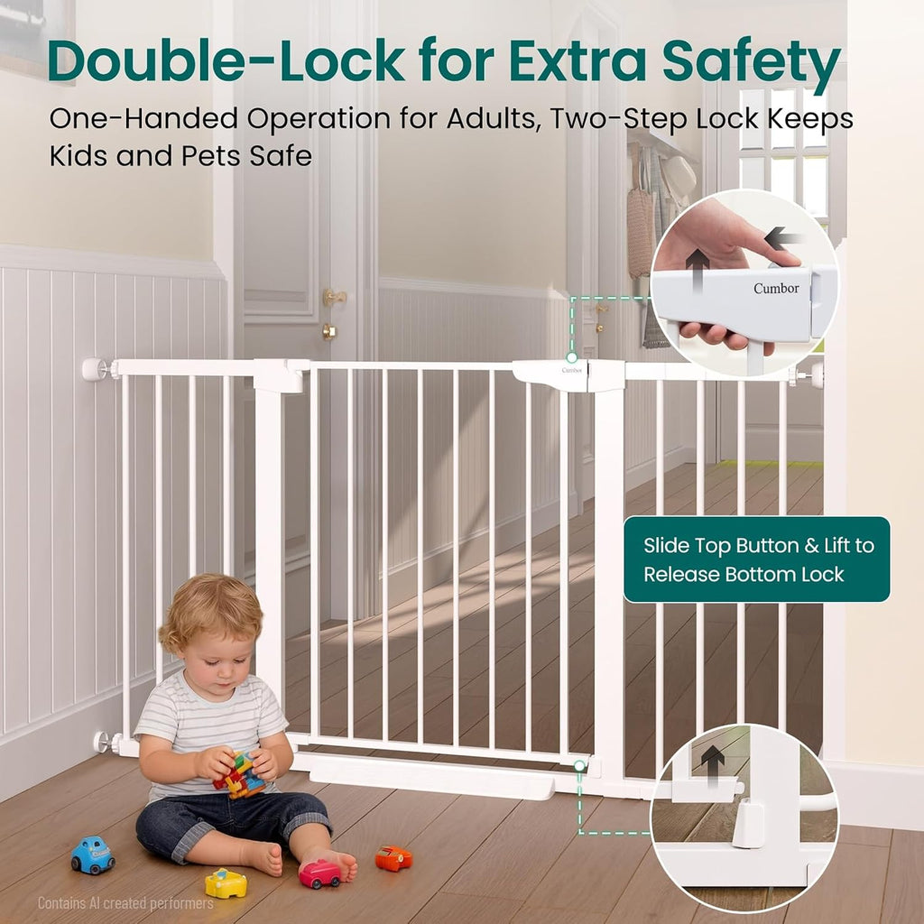 2 Pack 30-54" Baby Gate for Stairs, Auto Close Dog Gate Indoor White