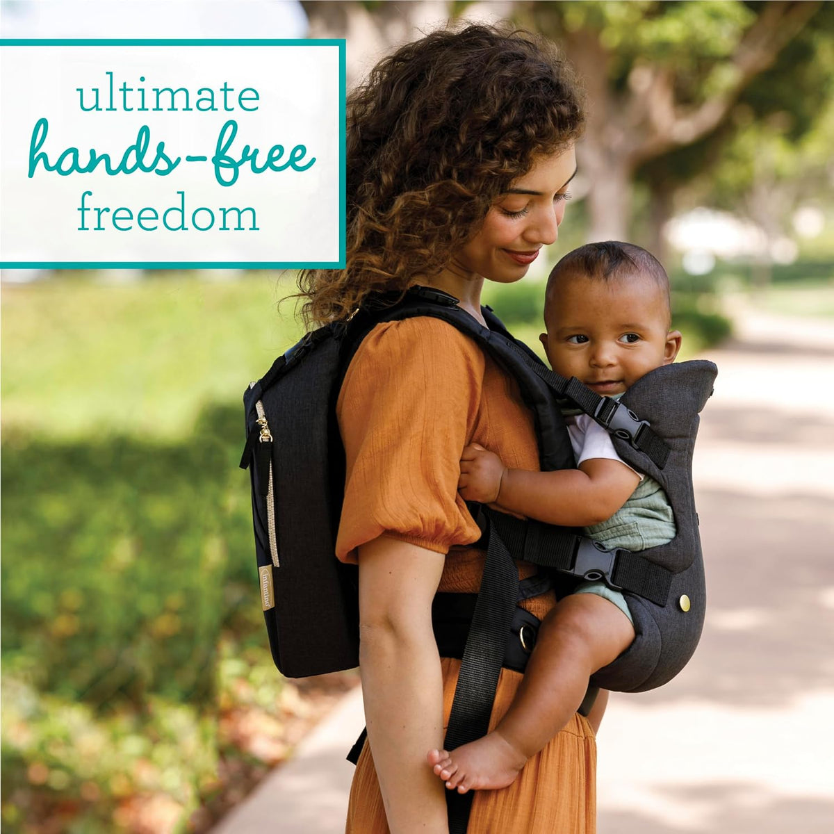 Flip 4-In-1 Carrier & Diaper Bag Bundle, Black & Gold