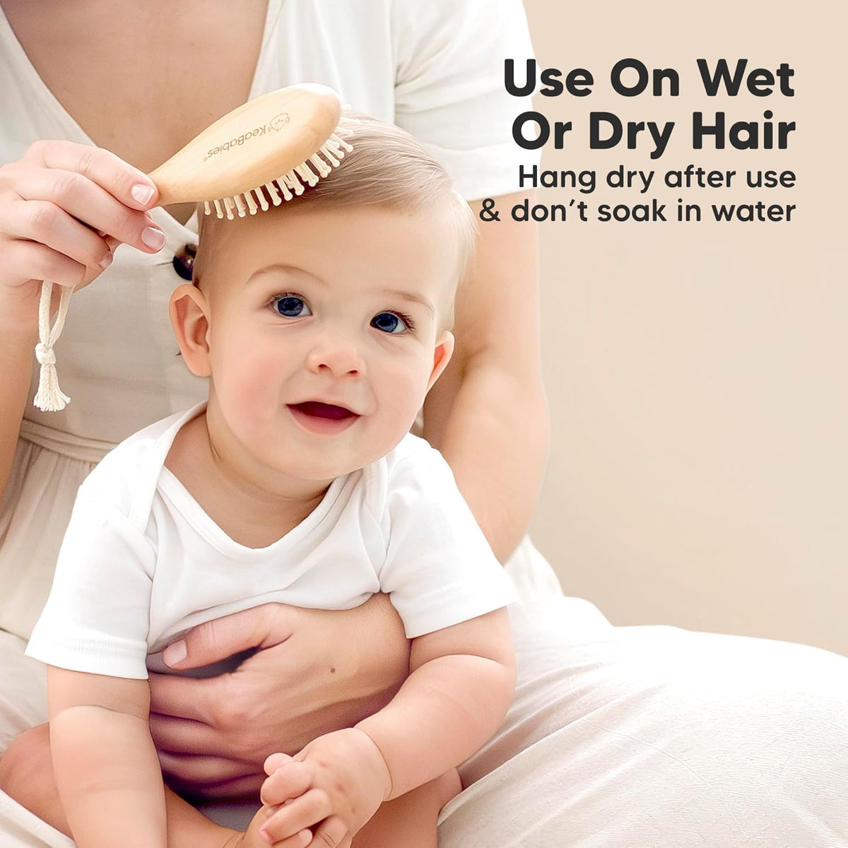 Wooden Baby Hair Brush Set for Newborns, Toddler Comb (Walnut, Regular)