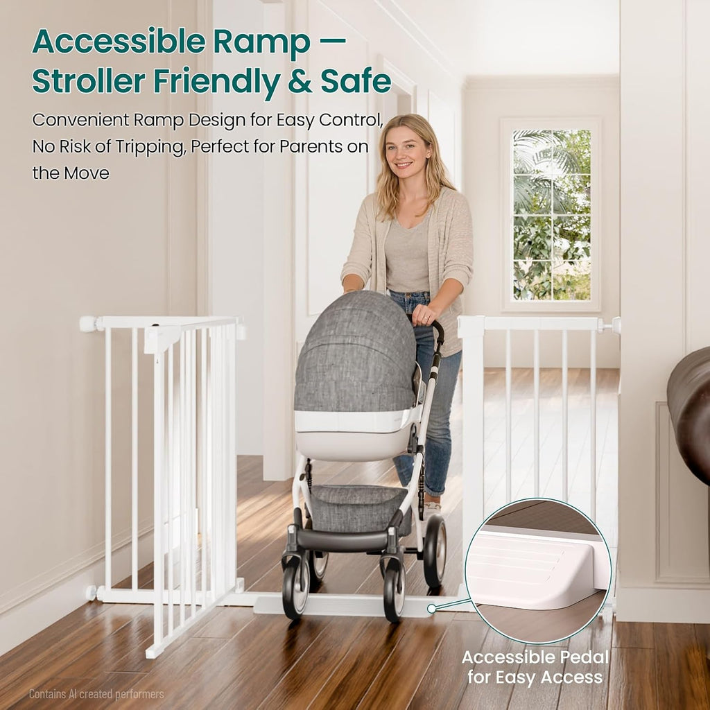 2 Pack 30-54" Baby Gate for Stairs, Auto Close Dog Gate Indoor White