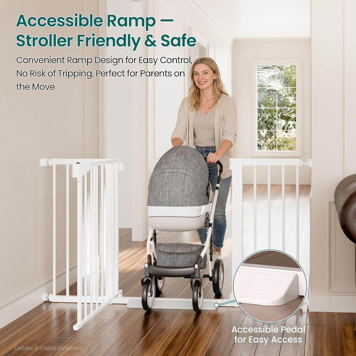 2 Pack 30-54" Baby Gate for Stairs, Auto Close Dog Gate Indoor White