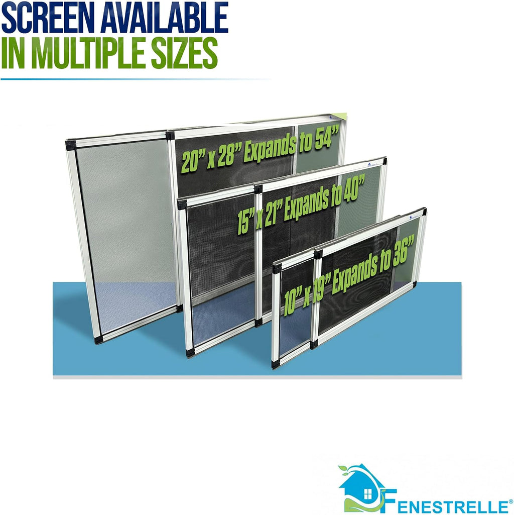 Expandable Window Screen, 10″ H × 19″–36″ W Horizontal, 2-Pack