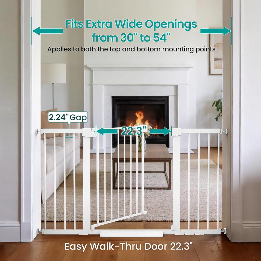2 Pack 30-54" Baby Gate for Stairs, Auto Close Dog Gate Indoor White