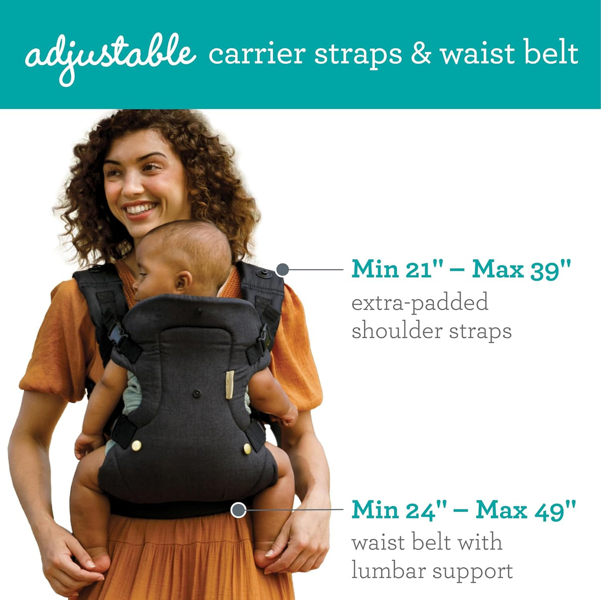 Flip 4-In-1 Carrier & Diaper Bag Bundle, Black & Gold