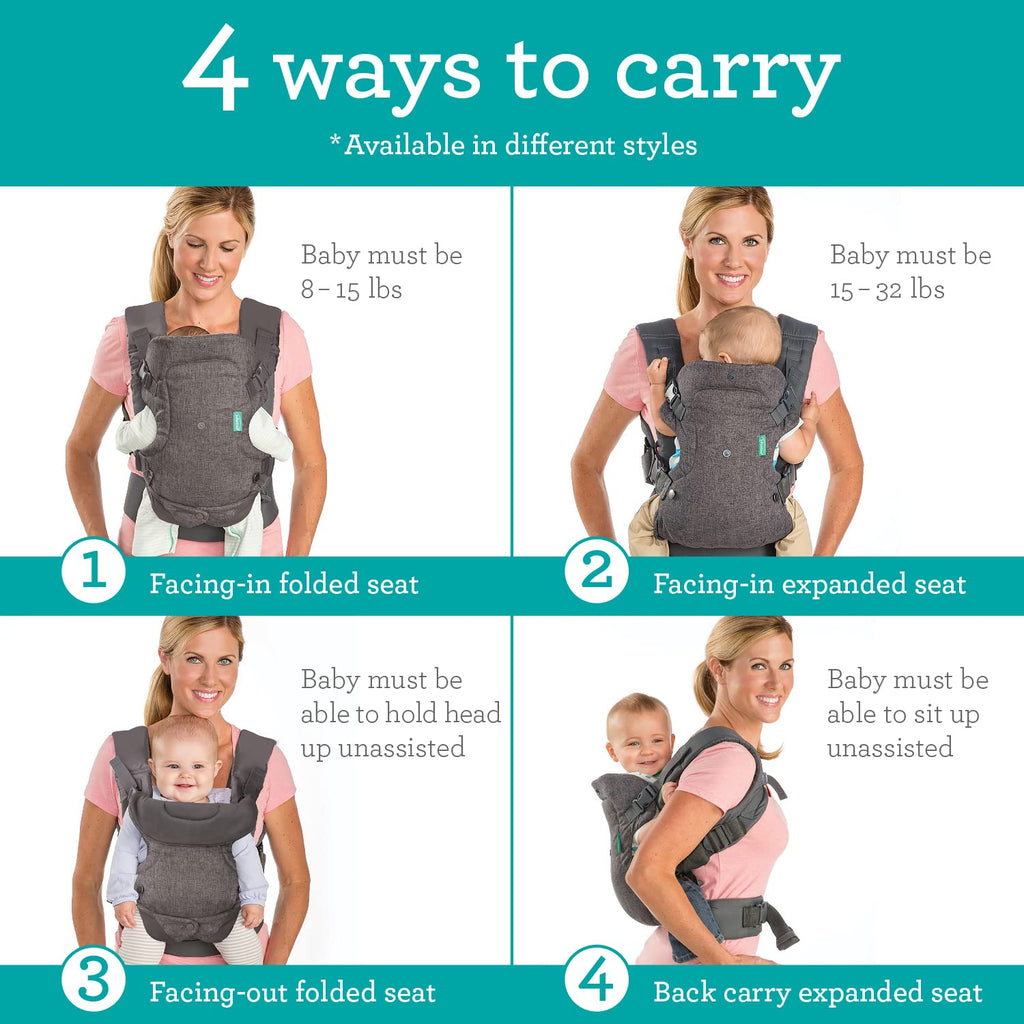 Flip 4-In-1 Carrier & Diaper Bag Bundle, Black & Gold