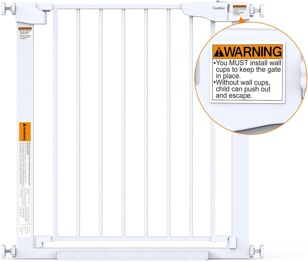 2 Pack 30-54" Baby Gate for Stairs, Auto Close Dog Gate Indoor White