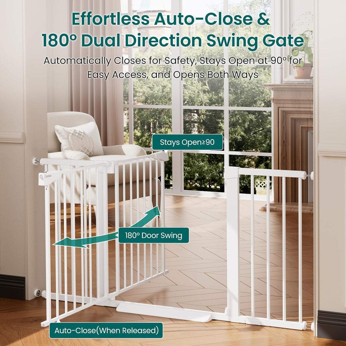 2 Pack 30-54" Baby Gate for Stairs, Auto Close Dog Gate Indoor White