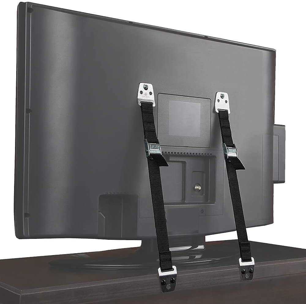 Heavy Duty Metal anti Tip Straps - Adjustable Safety Furniture Wall Anchors for Baby Proofing Flat Screen Tvs, Dressers, Bookcases, Cabinets - No Plastic Parts - Pack of 2