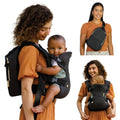 Flip 4-In-1 Carrier & Diaper Bag Bundle, Black & Gold