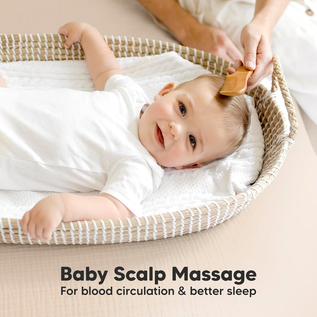 Wooden Baby Hair Brush Set for Newborns, Toddler Comb (Walnut, Regular)