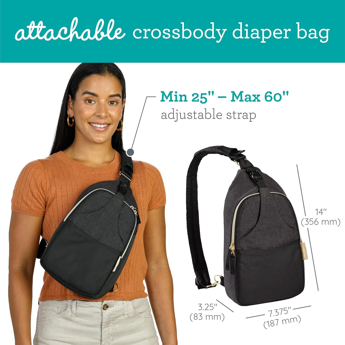 Flip 4-In-1 Carrier & Diaper Bag Bundle, Black & Gold