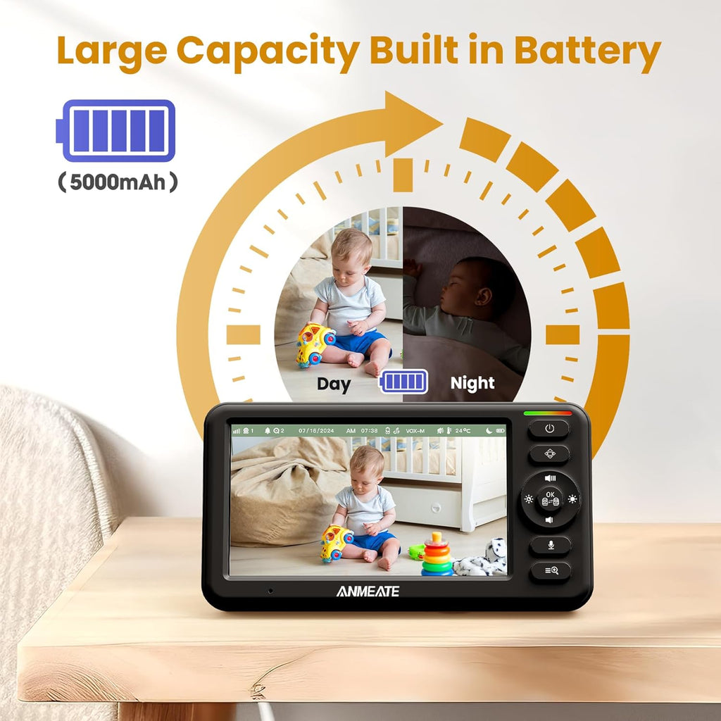 5" Baby Monitor with Camera and Audio No Wifi
